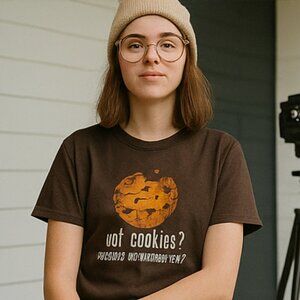 Brown Graphic T-Shirt Got Cookies Seriously Do You Have Any Adult Small by CACox